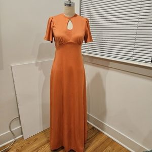 Vintage Orange Ling Drwss with Emoire Waist and Keyhole